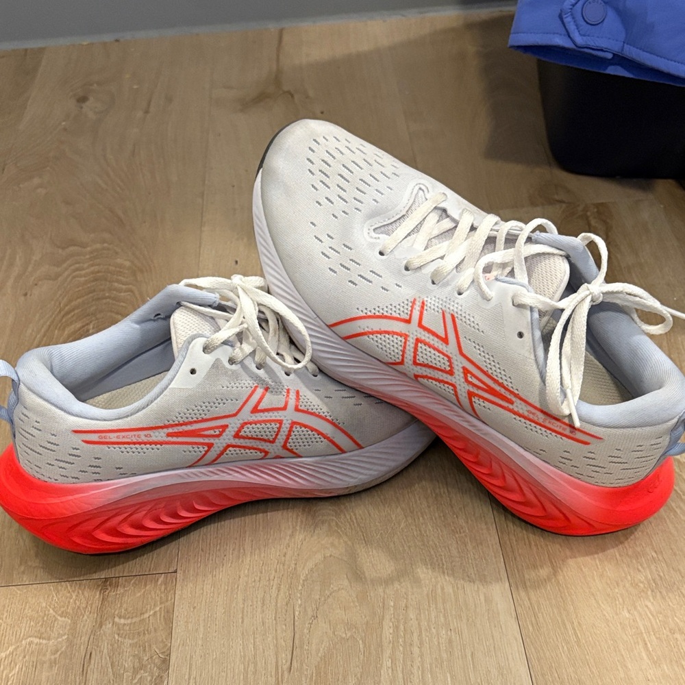 Asics White and pink Athletic Shoes